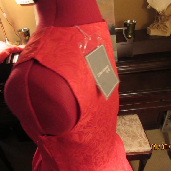 Womens Dress COLOR INCENSE - Red Sleeveless - brocade style -zippered back - Picture 4 of 7
